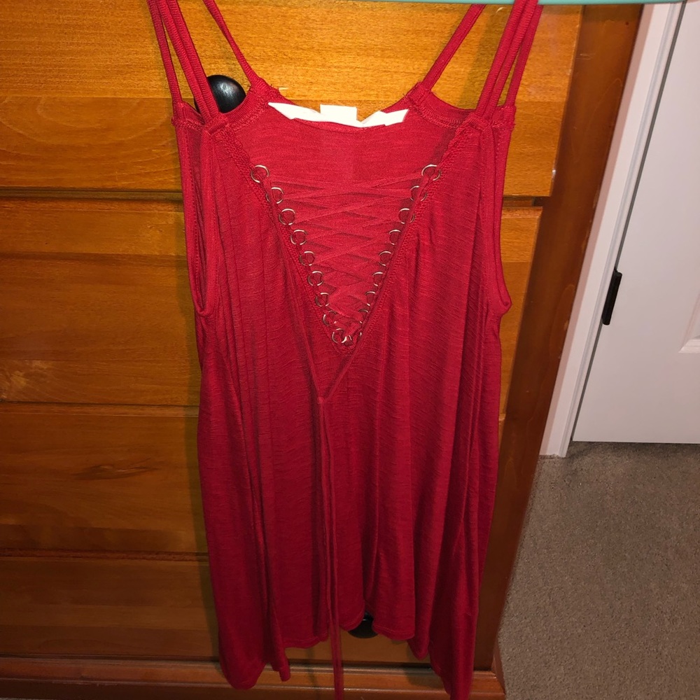 Red lace up front tank